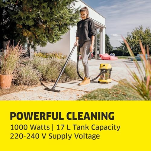 Karcher ıslak/kuru elektrikli süpürge WD 3 S V-17/4/20, kartuş filtresi, keçe filtre torbası dahil, 1.000 W, paslanmaz çelik hazne: 17 l, emme hortumu: 2 m ve hortum muhafazası, üfleme fonksiyonu - Görsel 4
