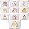 Coume 10 Pcs Canvas Makeup Bags Bulk, Inspirational Quotes Cosmetic Zipper Encouragement Travel Pouch Toiletry Bag for Women Teacher Friend CNA Nurse(Multicolor,Rainbow)