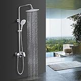 💧Ducha de mano de 3 tipos - Fácil de moverlo hacia arriba y abajo y girar 360°. Manguera de ducha de acero inoxidable 1,5 m, resistencia a la presión. Fácil de cambiar entre rociador de ducha y ducha de mano