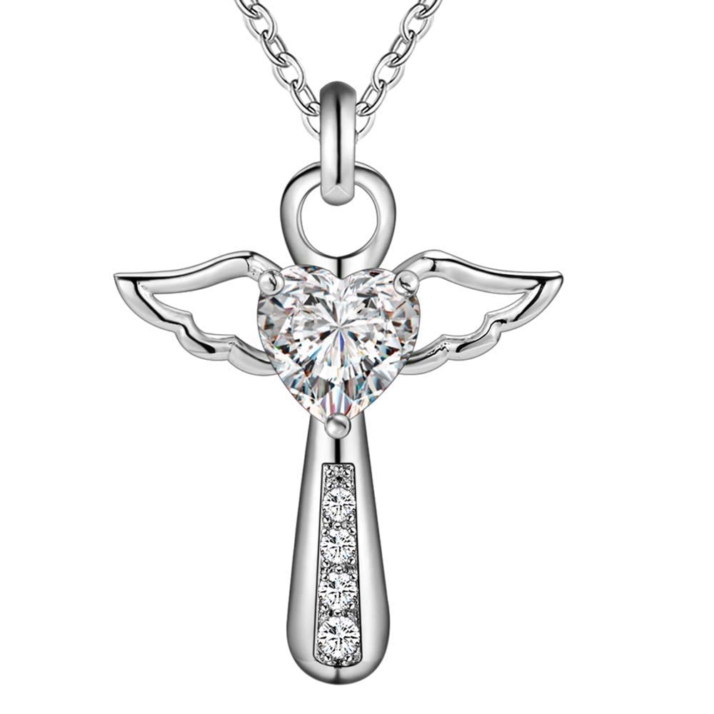 Naszyjnik z krzyżem ze srebra próby 925 Fine Jewelry Skrzydła anioła z naszyjnikiem
