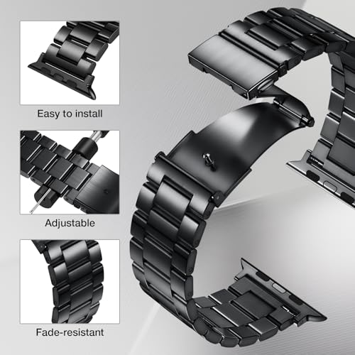 Image of Metal Band Compatible with Apple Watch Bands for Men 49mm 46mm 45mm 44mm 42mm 41mm 40mm 38mm, Stainless Steel iWatch Bands for Apple Watch Ultra 3 2 1 /Series 11 10 9 8 7 6 5 4 SE