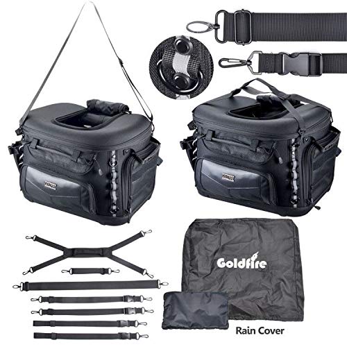 Goldfire Pet Carrier Portable Weather Resistant Motorcycle Dog/Cat Carrier Crate for Luggage Rack or Passenger Seat with Sissy Bar Straps (Black)