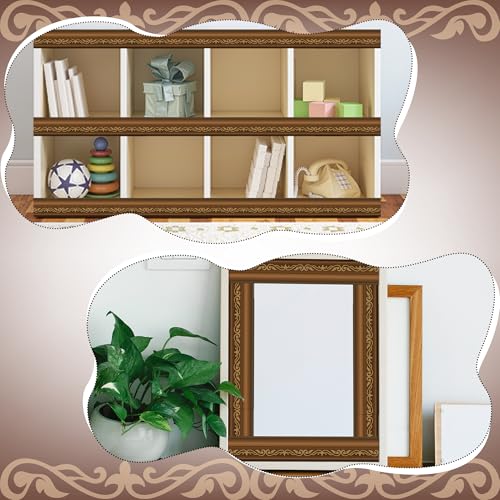 BeYumi Brown Frame Border Trim - 65ft Back to School Brown Frame Straight Rolled Border Trim Classic Photo Paint Picture Borders Bulletin Board Set School Classroom Office Chalkboard Wall Party Decor - Thumbnail 5