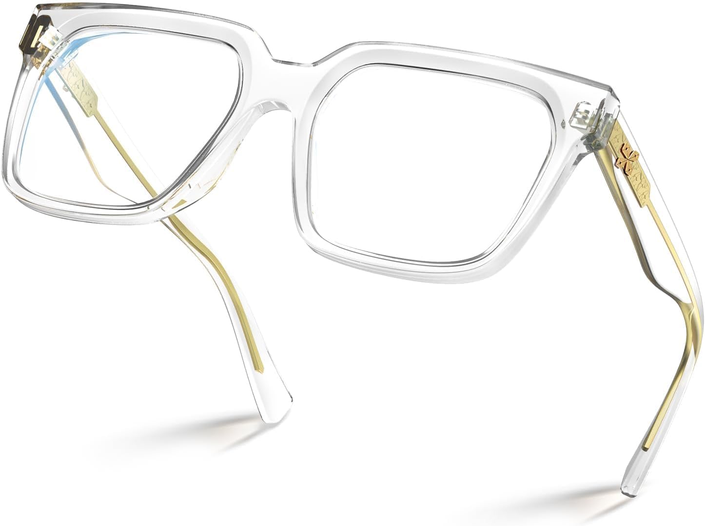 VISOONE Chunky Rectangle Oversized Blue Light Blocking Computer Glasses | Clear Lenses Cute Fake Large Frame Preppy Stylish Designer Fashion Screen Eyeglasses for Men Women COUGAR
