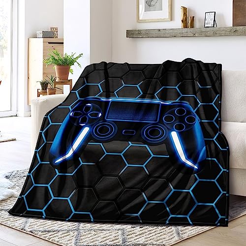 Bducok Honeycomb Gaming Blanket For Boys Fleece Cozy Geometric Honeycomb Throw Blanket Video Games Bed Blanket Forteens Kids Game Room Decor Blanket For Bedroom Couch Birthday Gift Blanket(80"X60") #TOP1