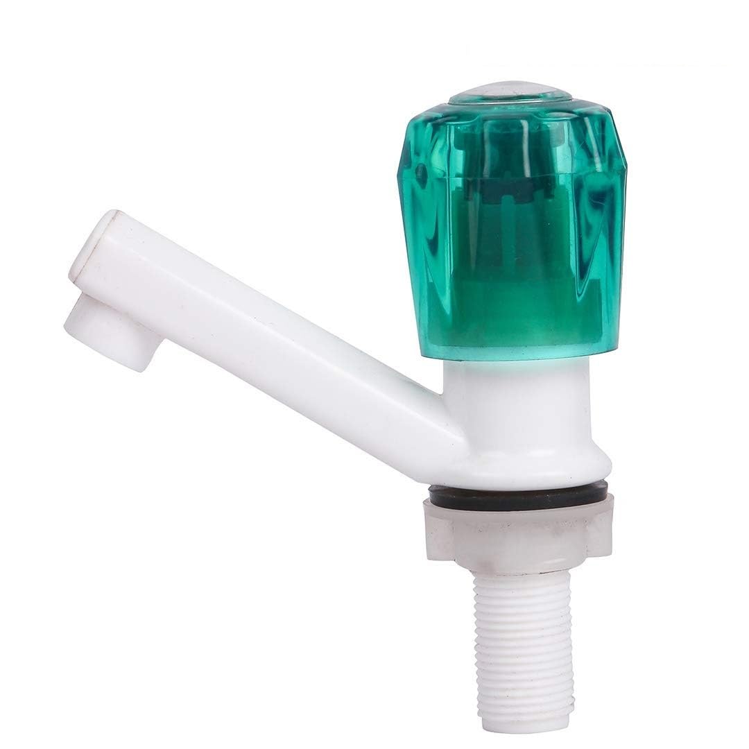 SOCCER Heavy Duty Crystal Plastic Pillar Cock Tap Faucet- PVC & P.P. Material Standard Size Hot & Cold Water (Wall Mount Installation) (White-Green) (B08JVHC7GS) Amazon Price History, Amazon Price Tracker