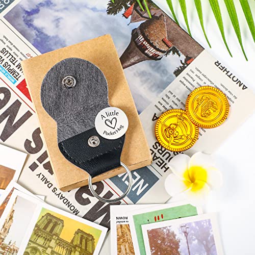 Pocket Hug Token Long Distance Relationship Keepsake Stainless Steel Double Sided Inspirational Gift With Pu Leather Keychain (I'm Always With You) #TOP3