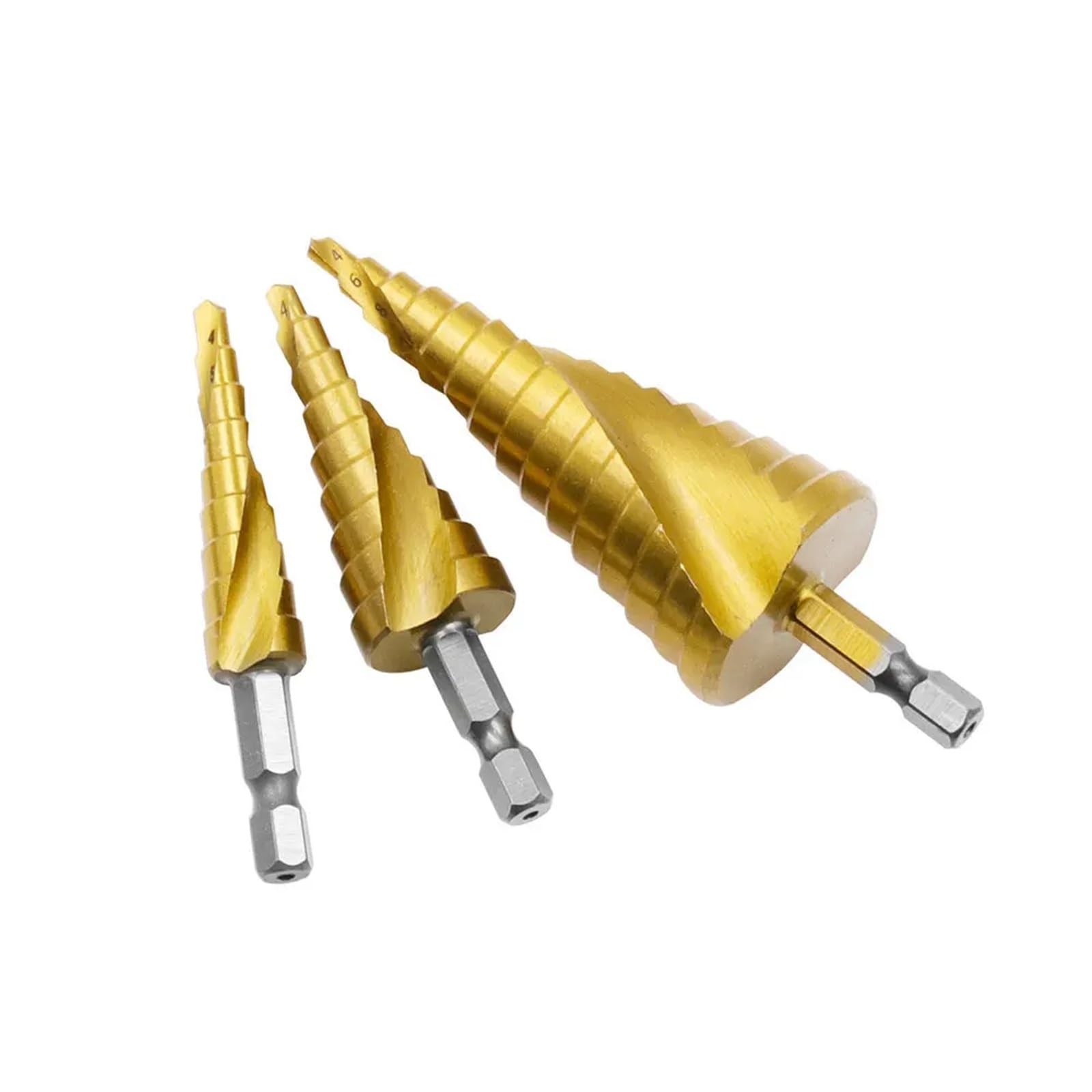 Zestaw wierteł stopniowych, stożek do frezowania drewna i powlekanego metalu, 4-32 mm, 4-20 mm, 4-12 mm, 3 szt