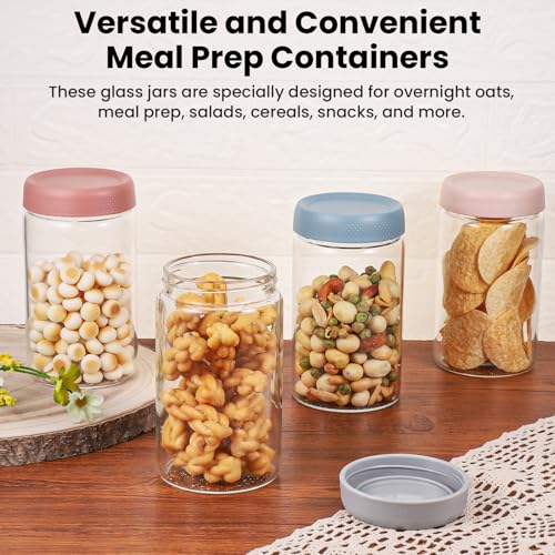 Zocipro 4Pcs 20oz Overnight Oats Jar, 600ml Borosilicate Glass Mason Jars with Lids, Wide Mouth Glass Jars for Overnight Oats, Salad, Fruit, Yogurt, Pudding, Chutney, Jam, Spice - Image 2