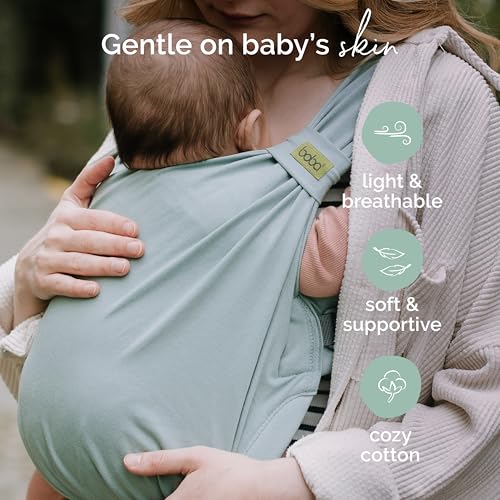 Image of Boba Bliss Pre-Wrapped Baby Carrier with Buckle - Newborn to 7-35 lbs Light, Breathable & Easy to Adjust Hybrid Infant Sling & Toddler Carrier - Certified Hip-Healthy for 0-18 Months - Sea Mist