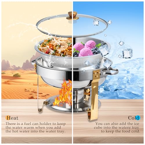 SETLUX Runde Chafers für Catering, Chafing Dishes für Buffet, Gold-Set, Chafers und Buffet-Wärmer für Partys, 4,5 l (Gold, 4 Stück) – Bild 6