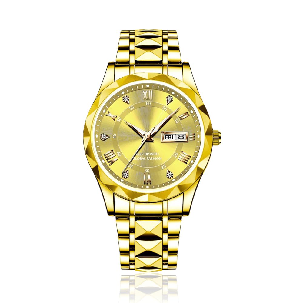 Waterproof Top Brand Luxury Man Wristwatch with Luminous, 2023 New Mens Watches (Gold)