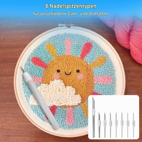Punch Needle Set mit 15 Teilen – 6 Nadelgrößen, verstellbar, inkl. Aufbewahrungsbox – Bild 5