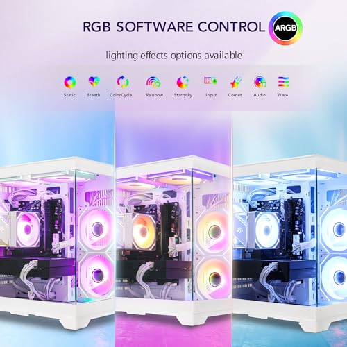 Image of Gaming PC Desktop, AMD Ryzen 5 5600 6-Core 12 Threads, RX 6600M 8GB, 16GB RAM, 1TB SSD, Software-Controlled ARGB Lighting, Windows 11, 1080P Gaming Computer, White