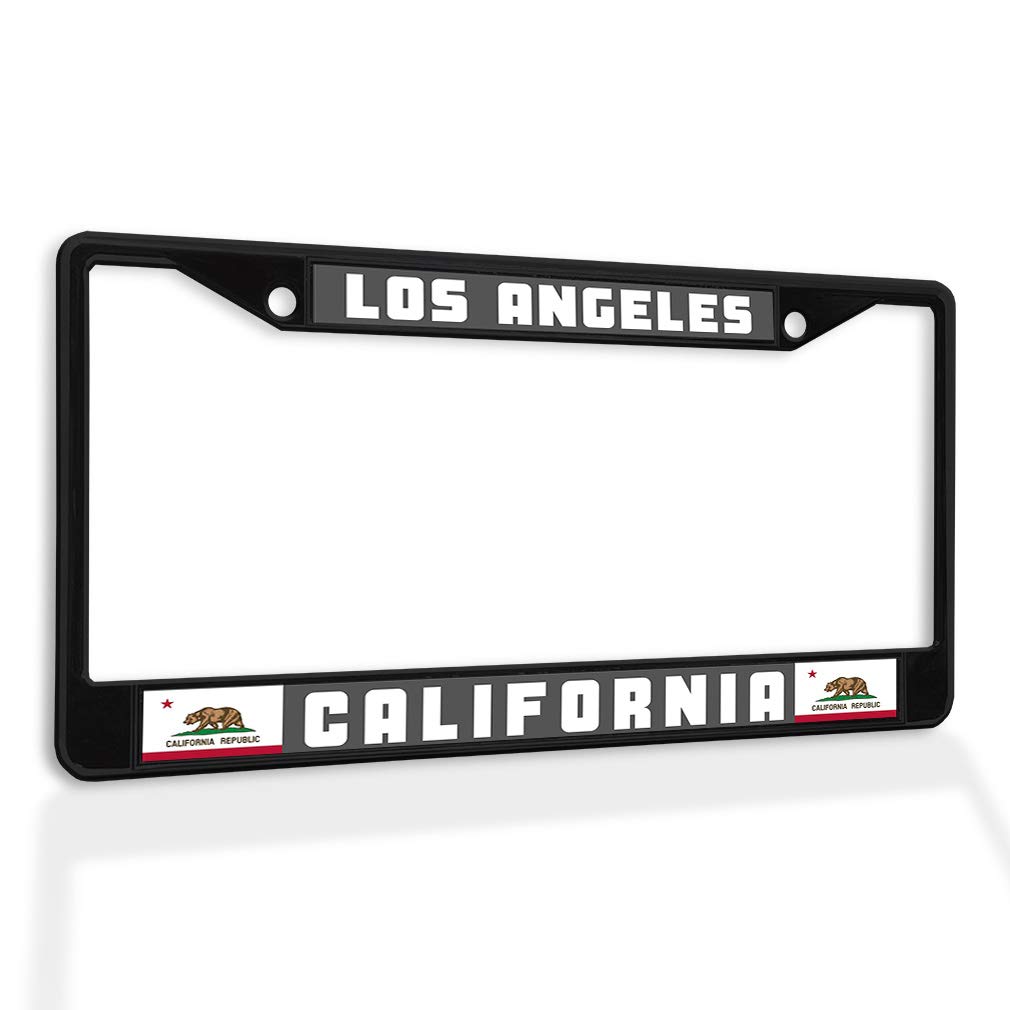 Fastasticdeals Metal Insert License Plate Frame Los Angeles California Weatherproof Car Accessories Black 2 Holes Solid Insert