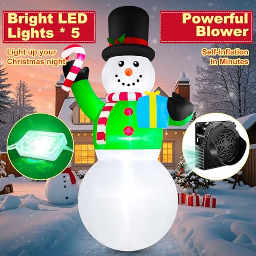Grand bonhomme de neige gonflable de 3,7 m de haut pour décorer facilement un grand jardin - 4