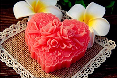 Great Mold Beautiful Flower Delicate Floral Heart Silicone Soap Molds For Soap Making, 3D Diy Handmade Chocolate Candy Cake Mold #TOP2