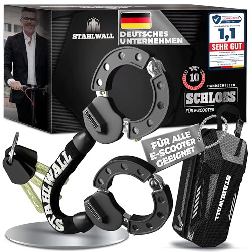 STAHLWALL E Scooter Schloss mit Tasche – maximale Sicherheit, feuergehärteter Stahl, Handschellenschloss für E Roller & Fahrrad., 19.99 €