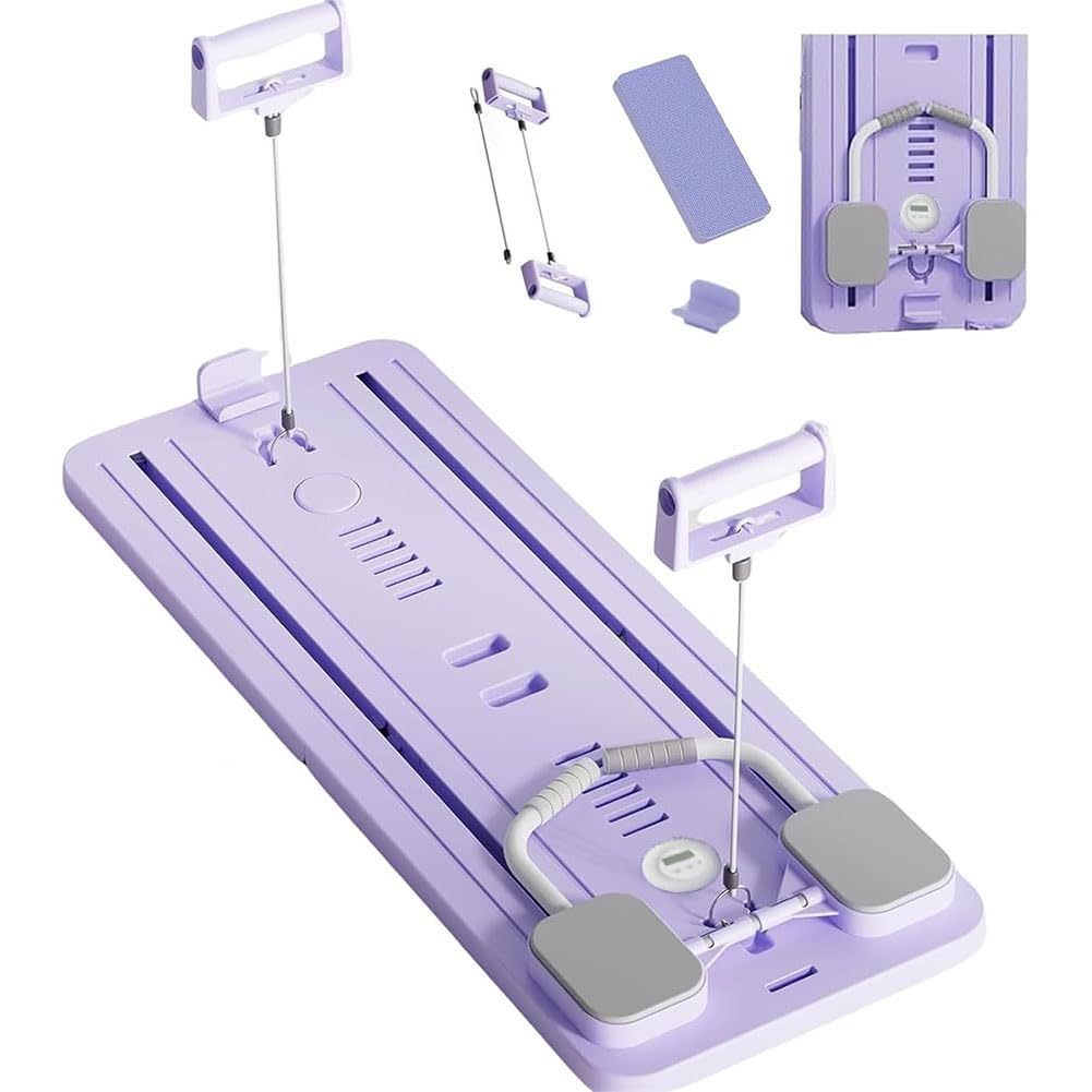 COFOEE Pilates Board, Portable Pilates Reformer Set, Ab Board with Elbow Support and Resistance Bands,Pilates Reformer Board Ab Roller Wheel Abdominal Board Workout Equipment