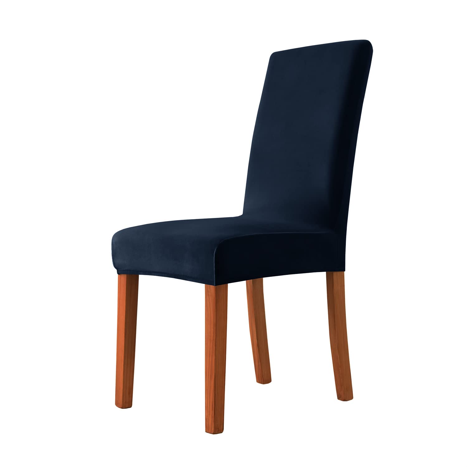 Stretch Dining Chair Covers Velvet, Dining Chair Slipcovers High Back Soft Plush Chair Protector Covers Set for Dining Room Removable Washable (Navy blue,6 PCS)