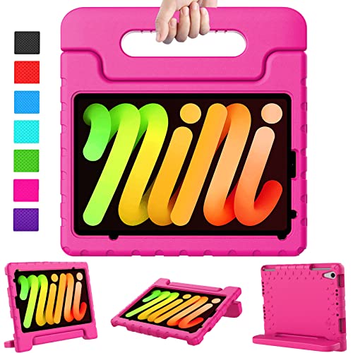 LTROP iPad Mini 6 Case, iPad Mini 6th Generation Case for Kids, iPad Mini 6 Case 2021 8.3 Inch, Shockproof Light Weight Convertible Handle Stand Kids Cover Case for iPad Mini 6th Generation 8.3â€, Rose