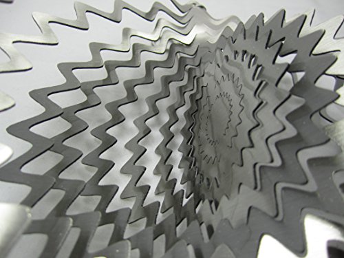 Worldawhirl Whirligig 3D Wind Spinner Hand Painted Stainless Steel Twister Star (6.5" Inch, Silver) #TOP3