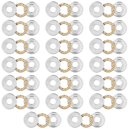 LOLYSIC 20 Stück F8-22M Miniatur Schubkraft Axialkugellager, Kugellager 8 mm x 22 mm x 7 mm, Druckkugellager Dicke Chromstahlband Unterlegscheiben für Maschinenbau, Förderanlagen, Industrieanwendungen