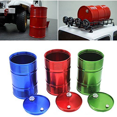 LAFEINA Metal 96mm/3.8in Oil Drum Fuel Tank Container for 1/10 D90 SCX10 Rock Crawler RC Car Decor Parts (Green) - Thumbnail 3