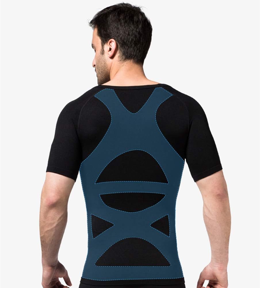 TopTie 3 Pack Seamless Compression V-Neck Short Sleeve T-Shirt, Men's Shapewear Undershirt