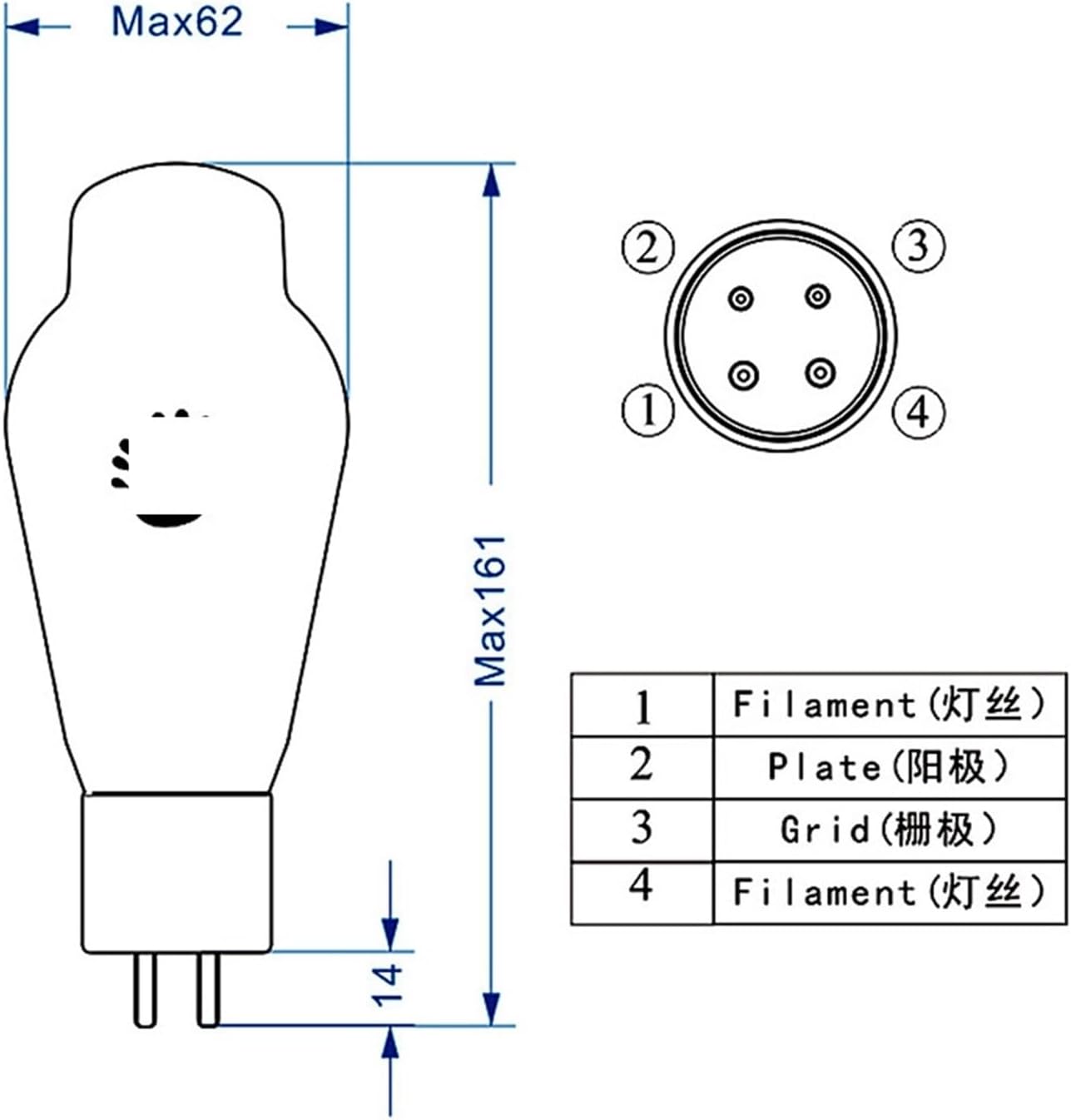 300B-TII tube classic replacement 300B 4300B 300BN WE300B HIFI audio(2pcs Matched Pair)
