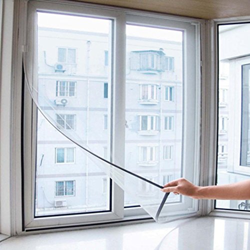 Preisvergleich Produktbild Coorun Selbstklebende Fliegengitter Fliegennetzgitter Mückennetzgitter Insektenschutzgitter Fliegenschutz für Fenster ohne Bohren mit Klettband 150x130cm Zuschneidbar