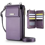 CaseMe Small Crossbody Cell Phone Bag for Women, RFID Blocking Shoulder Handbag Strap Wallet Purse with Card Slots, Purple