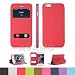 iPhone 6 PLUS Case, AVAWO Creative Smart Window View Touch Front Flip Cover Ultra Thin Folio Case for iPhone 6 PLUS 5.5" (Red)