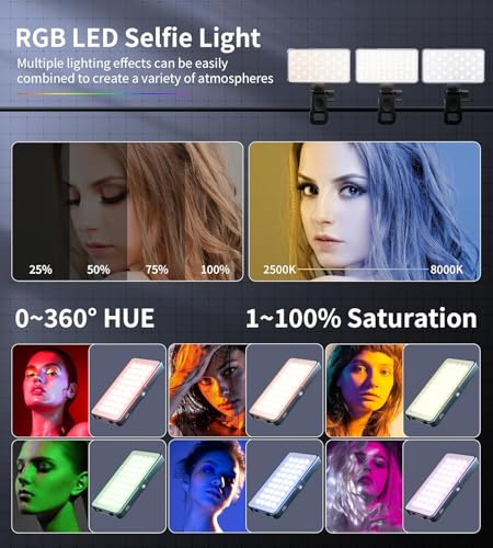 Image of FKU 8 inch Rechargeble Clip Light for Selfie Video Light, Dimmable 3200K-6500K LED Fill Light for Computer, Tablet, Smartphone, DSLR Camera with Screen Clip