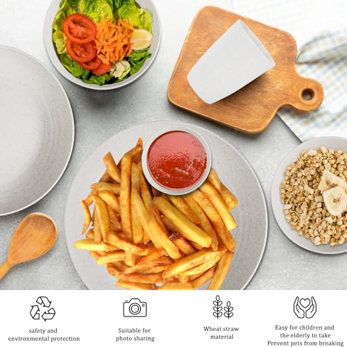 Premium Wheat Straw Dinnerware Set for 4 Unbreakable Plates Bowls and Cups Set 16 PCS Dishwasher & Microwave Safe Dishes Set for RV,Camping,Kitchen Essentials-White by PYRMONT - Image 7