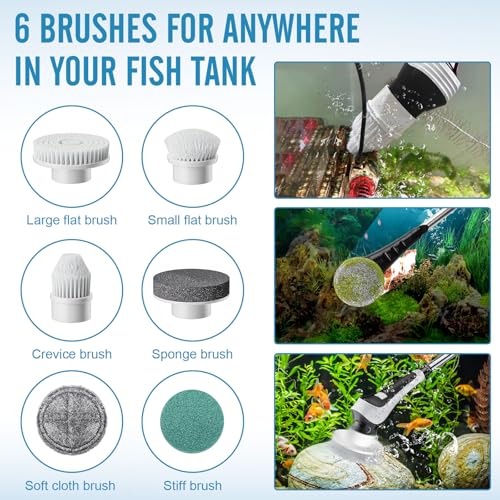 Changeur d'eau pour aquarium électrique avec brosse rotative IPX8 pour éliminer les algues
