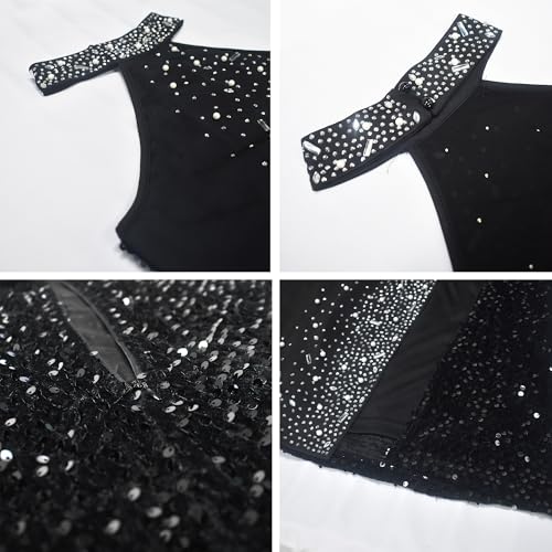 Image of PORRCEY Women's Sexy Elegant Rhinestone Bodycon Dress Hot Drilling Clubwear