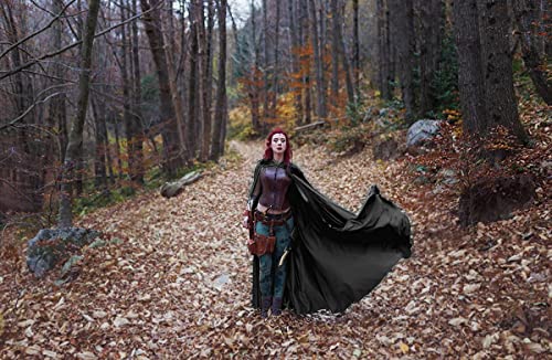 Homelex Unisex Black Velvet Adult Cape Full Length Hooded Robe Halloween Cloak #TOP4