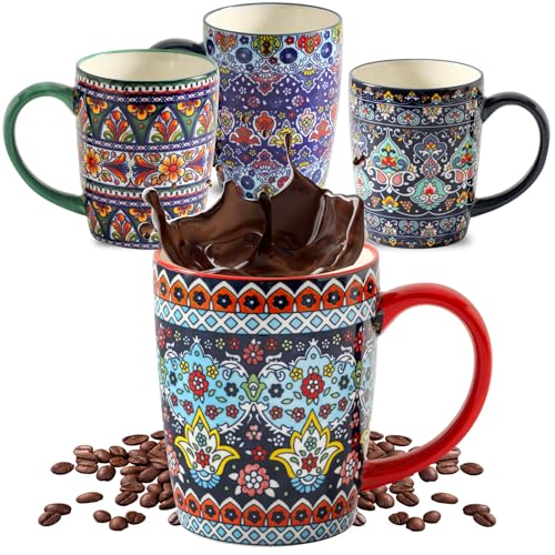 HASENSE Coffee Mugs, 15 OZ Coffee Cups Ceramic Set of