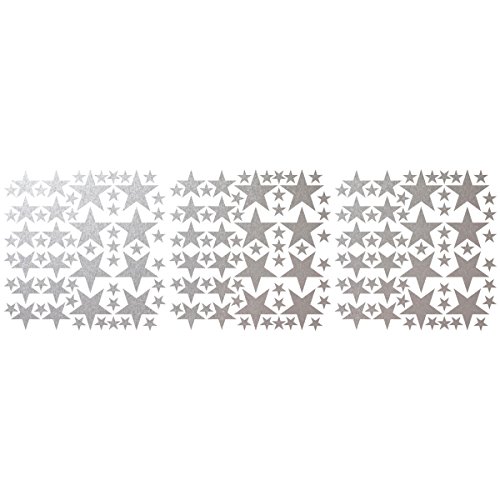 Mozamy Creative Star Wall Decals (189 Count) Silver Star Decals Nursery Decals Removable Peel And Stick Wall Decals, Vintage Silver #TOP6