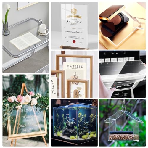 Image of KINLINK 12x12 Plexiglass Sheets 1 /24 inch Thick, 1mm Clear PET Plastic Sheet for DIY Project, Craft, Table Top, Picture Frame, Acrylic Sign and Wedding Invitation 2 Pack