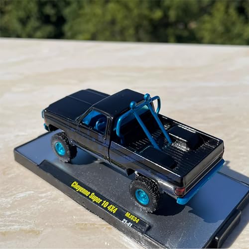TECKEEN Pickup Off-Road Vehicle 1973 Cheyenne Super 10 4x4 Pickup Model, 1/64 Alloy Truck Model for