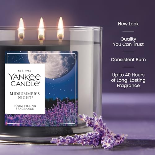 Yankee Candle 3 Wick Candle Jar, Scented Candle with up to 40 Hours of Burn Time, Premium Plant Wax Blend for Consistent Long Lasting Scent from First to Last Burn, Midsummer's Night