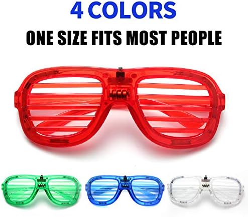 M.best Unisex Fashion Plastic Glow LED Light Up Shades Glasses for Christmas Halloween Wild Clubbing Birthday Party (Set of 4)