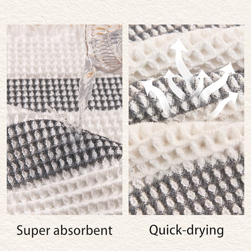 KaviKon Waffle Bath Mat Non Slip, Boho Bathroom Rug, White/Grey, 20"x32" by KaviKon - Used condition - Image 3