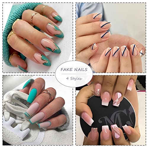 Babalal Coffin Press On Nails Swirl Design Nails Long False Nails Glossy Fake Nails Red Acrylic Nails For Women And Girls #TOP6