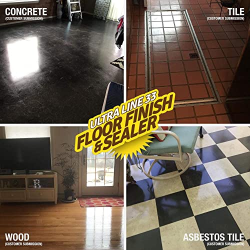 Ultra High Gloss 33% Solids Floor Finish Wax - 1 Gallon (More Durable, Less Coats, Less Labor) #TOP3