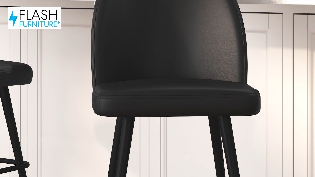Flash Furniture Taburete de bar sin brazos LeatherSoft de 30 pulgadas, negro, paquete de 2 | Grado comercial, respaldo contorneado, respaldo alto, moderno, reposapiés integrado miniatura 7