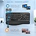 Ergonomic Wireless Keyboard with Cushioned Wrist Rest, Wave Keys, Phone Holder, Comfortable Natural Typing, 2.4GHz Full Size Cordless USB Computer Keyboard for Windows, Mac OS, Laptop, PC (Black)