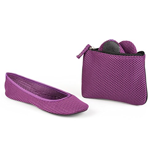 Sidekicks Foldable Ballet Flats With Carrying Case, Purple, Large #TOP1